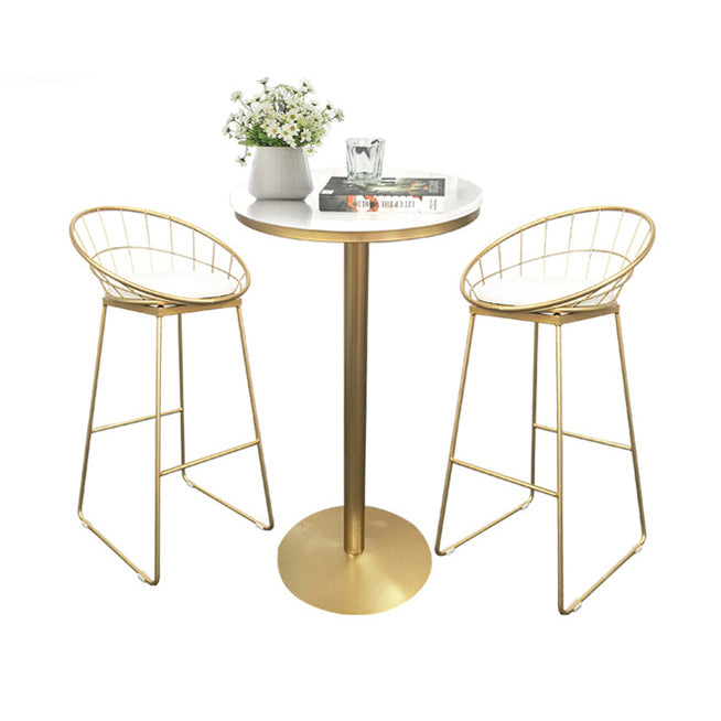 Contemporary Round Pub Table Set with Metal Stools 1/3/5 Pieces Pine Wood Top Bar Set Clearhalo 'Bar Furniture' 'furn' 'furn_home_bar_bar_sets' 'Furniture' 'Home Bars & Bar Sets' 'home_bar_bar_sets' 'Kitchen & Dining Furniture' 6157761