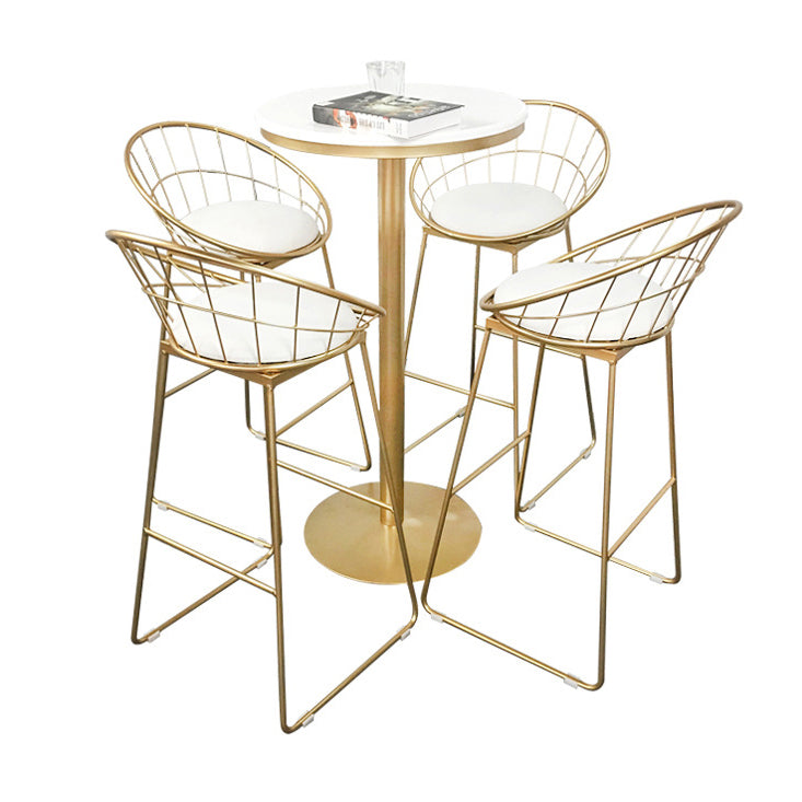Contemporary Round Pub Table Set with Metal Stools 1/3/5 Pieces Pine Wood Top Bar Set Clearhalo 'Bar Furniture' 'furn' 'furn_home_bar_bar_sets' 'Furniture' 'Home Bars & Bar Sets' 'home_bar_bar_sets' 'Kitchen & Dining Furniture' 6157763