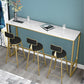 Glam Faux Marble Bar Set 1/2/4 Pieces Rectangle Counter Table Set for Indoor 4 Pieces: Table, 3 Black Stools Clearhalo 'Bar Furniture' 'furn' 'furn_home_bar_bar_sets' 'Furniture' 'Home Bars & Bar Sets' 'home_bar_bar_sets' 'Kitchen & Dining Furniture' 6157846