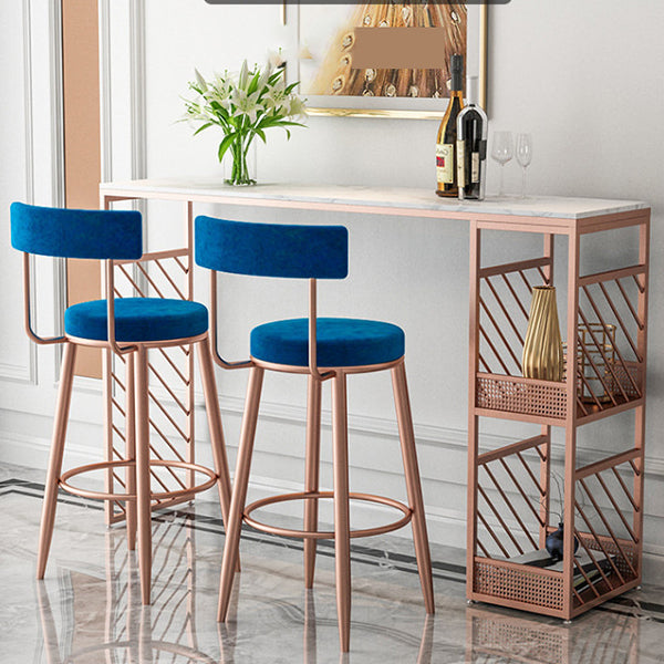 Glam Style 1/2/3 Pieces Faux Marble Bar Table Set Fixed Table Counter Set for Home Use