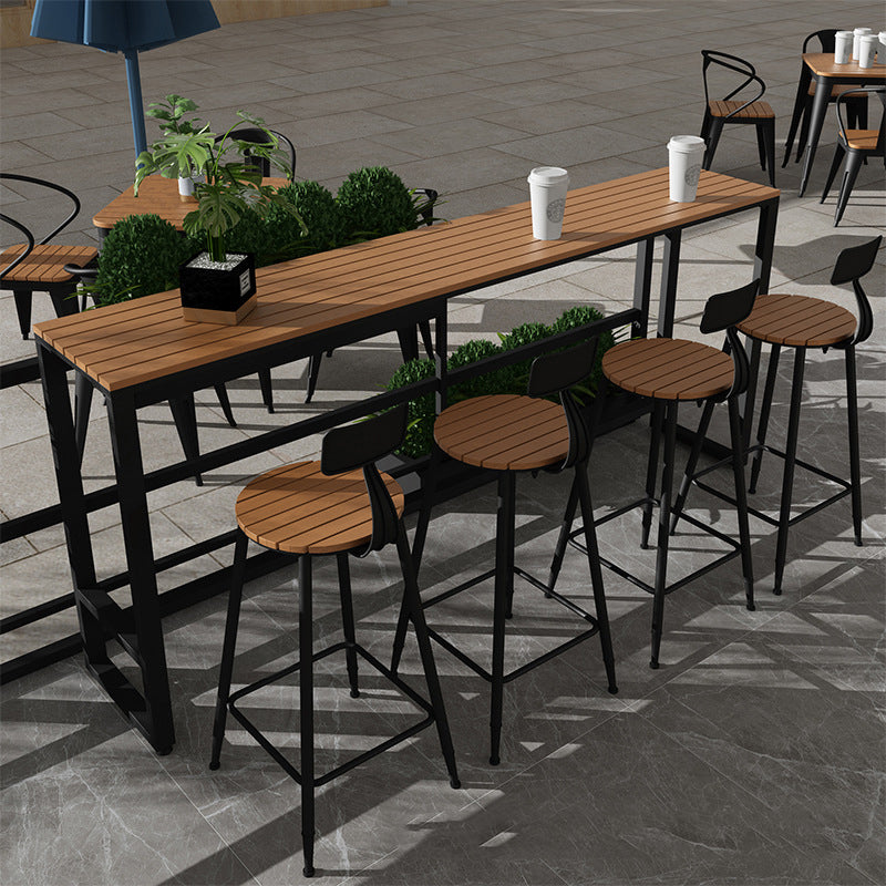 Modern 1/2/5 Pieces Metal Bar Table Set Rectangle Bar Table with High Stools Clearhalo 'Bar Furniture' 'furn' 'furn_home_bar_bar_sets' 'Furniture' 'Home Bars & Bar Sets' 'home_bar_bar_sets' 'Kitchen & Dining Furniture' 6158046