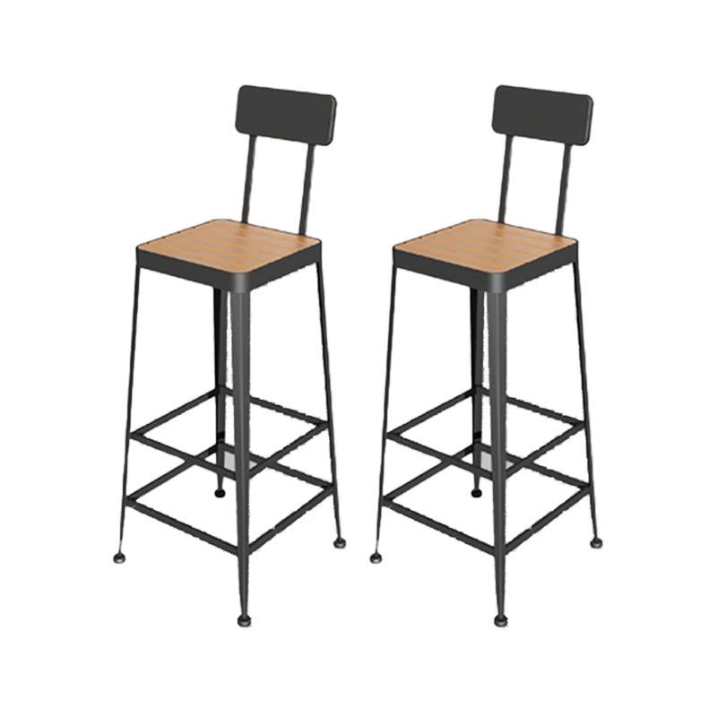 Modern 1/2/5 Pieces Metal Bar Table Set Rectangle Bar Table with High Stools Brown 29"H Stool (Set of 2) Clearhalo 'Bar Furniture' 'furn' 'furn_home_bar_bar_sets' 'Furniture' 'Home Bars & Bar Sets' 'home_bar_bar_sets' 'Kitchen & Dining Furniture' 6158047
