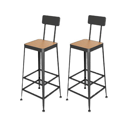 Modern 1/2/5 Pieces Metal Bar Table Set Rectangle Bar Table with High Stools Brown 29"H Stool (Set of 2) Clearhalo 'Bar Furniture' 'furn' 'furn_home_bar_bar_sets' 'Furniture' 'Home Bars & Bar Sets' 'home_bar_bar_sets' 'Kitchen & Dining Furniture' 6158047