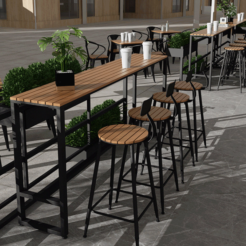 Modern 1/2/5 Pieces Metal Bar Table Set Rectangle Bar Table with High Stools Clearhalo 'Bar Furniture' 'furn' 'furn_home_bar_bar_sets' 'Furniture' 'Home Bars & Bar Sets' 'home_bar_bar_sets' 'Kitchen & Dining Furniture' 6158049