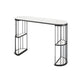 Glam Oval Bar Table Set 1/3 Pieces Stone Counter Table with Upholstered Stools White-Black 71"L x 16"W Clearhalo 'Bar Furniture' 'furn' 'furn_home_bar_bar_sets' 'Furniture' 'Home Bars & Bar Sets' 'home_bar_bar_sets' 'Kitchen & Dining Furniture' 6158096