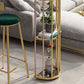 Glam Oval Bar Table Set 1/3 Pieces Stone Counter Table with Upholstered Stools Clearhalo 'Bar Furniture' 'furn' 'furn_home_bar_bar_sets' 'Furniture' 'Home Bars & Bar Sets' 'home_bar_bar_sets' 'Kitchen & Dining Furniture' 6158109