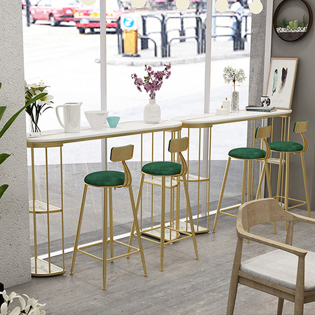 Glam Oval Bar Table Set 1/3 Pieces Stone Counter Table with Upholstered Stools Clearhalo 'Bar Furniture' 'furn' 'furn_home_bar_bar_sets' 'Furniture' 'Home Bars & Bar Sets' 'home_bar_bar_sets' 'Kitchen & Dining Furniture' 6158113