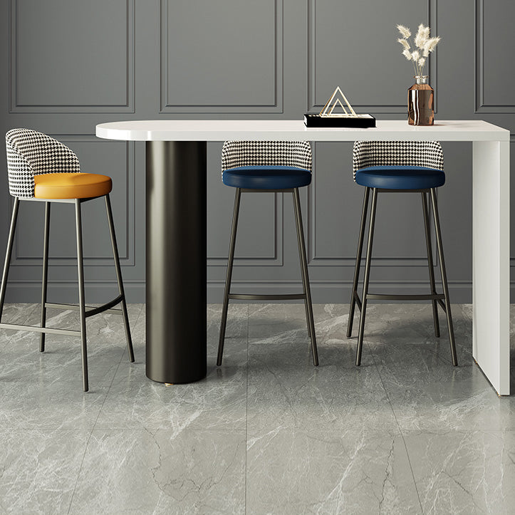 Contemporary Free Form Pub Set 1/3/4 Pieces Solid Wood Bar Table with Metal Stools 4 Pieces: 1 Table, 1 Yellow Stool, 2 Blue Stools Clearhalo 'Bar Furniture' 'furn' 'furn_home_bar_bar_sets' 'Furniture' 'Home Bars & Bar Sets' 'home_bar_bar_sets' 'Kitchen & Dining Furniture' 6158147