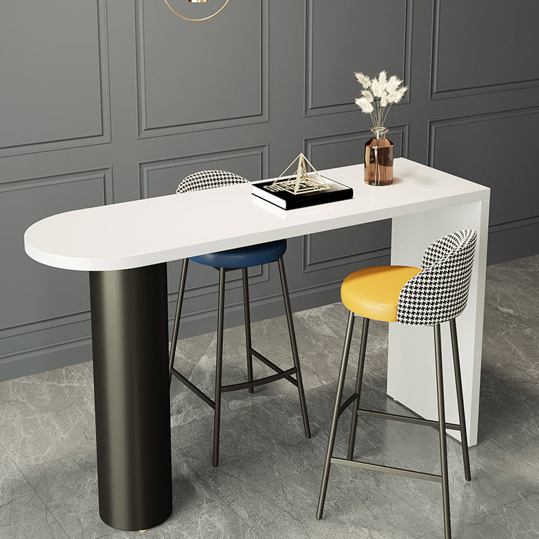 Contemporary Free Form Pub Set 1/3/4 Pieces Solid Wood Bar Table with Metal Stools 3 Pieces: 1 Table, 1 Yellow Stool, 1 Blue Stool Clearhalo 'Bar Furniture' 'furn' 'furn_home_bar_bar_sets' 'Furniture' 'Home Bars & Bar Sets' 'home_bar_bar_sets' 'Kitchen & Dining Furniture' 6158148