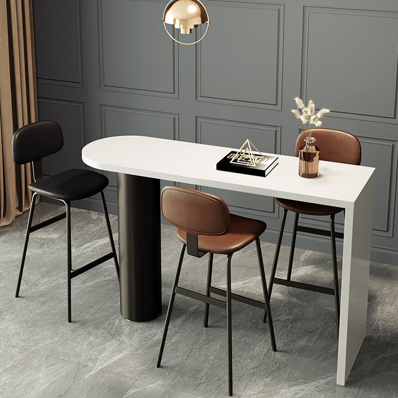Contemporary Free Form Pub Set 1/3/4 Pieces Solid Wood Bar Table with Metal Stools 4 Pieces: 1 Table, 1 Black Stools, 2 Brown Stools Clearhalo 'Bar Furniture' 'furn' 'furn_home_bar_bar_sets' 'Furniture' 'Home Bars & Bar Sets' 'home_bar_bar_sets' 'Kitchen & Dining Furniture' 6158150