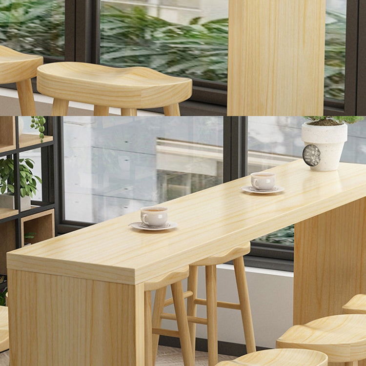 Modern 1/2/5/9 Pieces Bar Table Set Wooden Bar Table with High Wood Stools