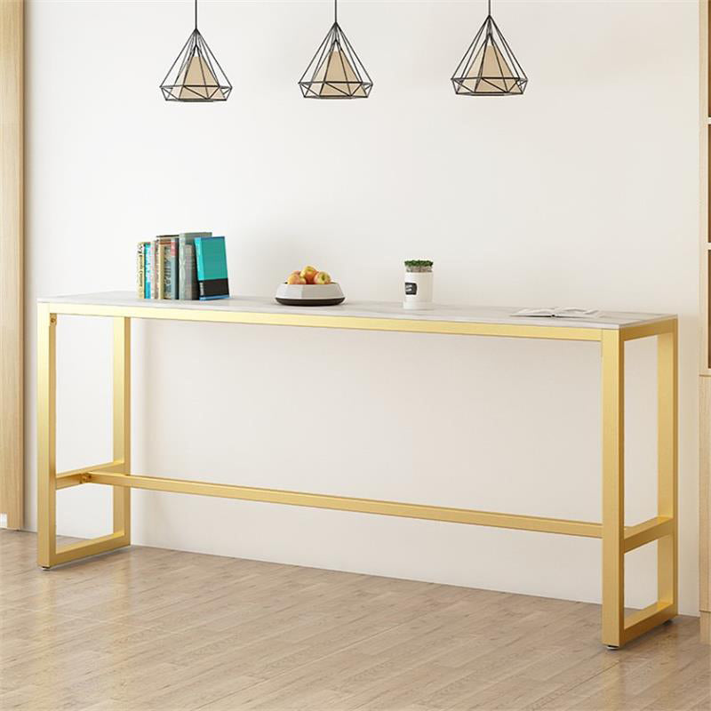 Set tavolo da bar stile glam Set da pranzo da pub fisso in pietra rettangolare da 1/5 pezzi