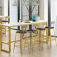 Set tavolo da bar stile glam Set da pranzo da pub fisso in pietra rettangolare da 1/5 pezzi