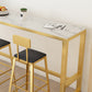 Set tavolo da bar stile glam Set da pranzo da pub fisso in pietra rettangolare da 1/5 pezzi