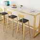 Set tavolo da bar stile glam Set da pranzo da pub fisso in pietra rettangolare da 1/5 pezzi