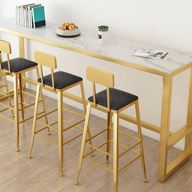 Set tavolo da bar stile glam Set da pranzo da pub fisso in pietra rettangolare da 1/5 pezzi