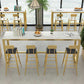 Set tavolo da bar stile glam Set da pranzo da pub fisso in pietra rettangolare da 1/5 pezzi