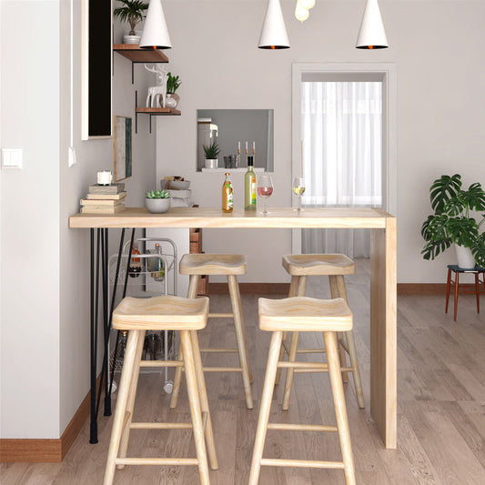 Modern Bar Table Set 1/2/5 Pieces Wooden Bar Table with High Wood Stools