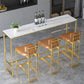 1/2/3/4 Pieces Modern Rectangular Pub Table Set Sintered Stone Top Bistro Table Set 4 Pieces: Table, 3 Orange Chairs Clearhalo 'Bar Furniture' 'furn' 'furn_home_bar_bar_sets' 'Furniture' 'Home Bars & Bar Sets' 'home_bar_bar_sets' 'Kitchen & Dining Furniture' 6158271