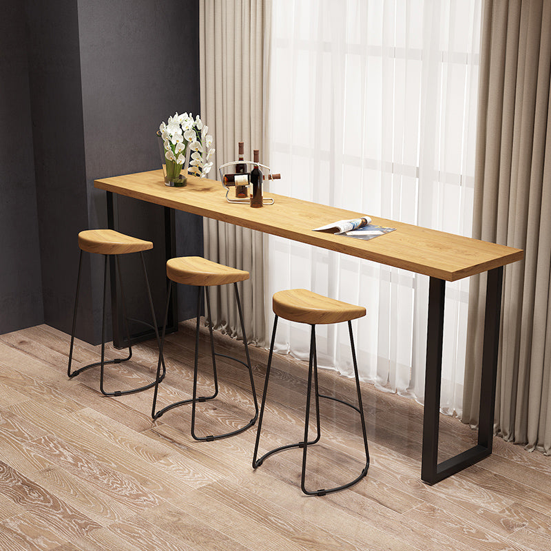 Industrial Style Bar Table Set 1/4/7 Pieces Rectangle Solid Wood Counter Table Set 4 Pieces: Table, 3 Stools Clearhalo 'Bar Furniture' 'furn' 'furn_home_bar_bar_sets' 'Furniture' 'Home Bars & Bar Sets' 'home_bar_bar_sets' 'Kitchen & Dining Furniture' 6158378