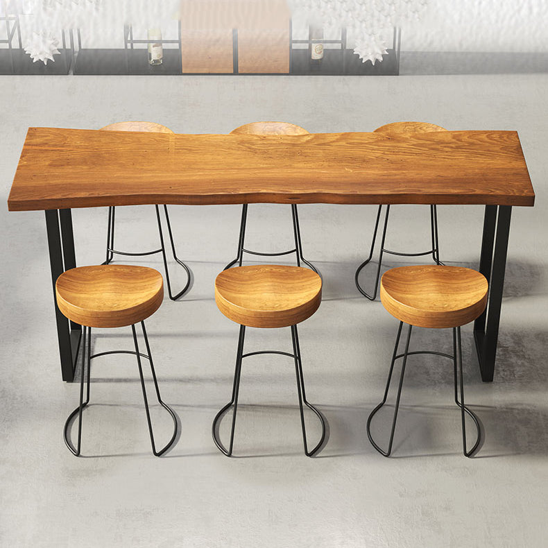 Industrial Style Bar Table Set 1/4/7 Pieces Rectangle Solid Wood Counter Table Set 7 Pieces: Table, 6 Stools Clearhalo 'Bar Furniture' 'furn' 'furn_home_bar_bar_sets' 'Furniture' 'Home Bars & Bar Sets' 'home_bar_bar_sets' 'Kitchen & Dining Furniture' 6158379