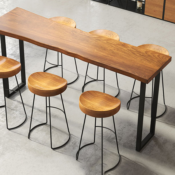 Industrial Style Bar Table Set 1/4/7 Pieces Rectangle Solid Wood Counter Table Set Clearhalo 'Bar Furniture' 'furn' 'furn_home_bar_bar_sets' 'Furniture' 'Home Bars & Bar Sets' 'home_bar_bar_sets' 'Kitchen & Dining Furniture' 6158380