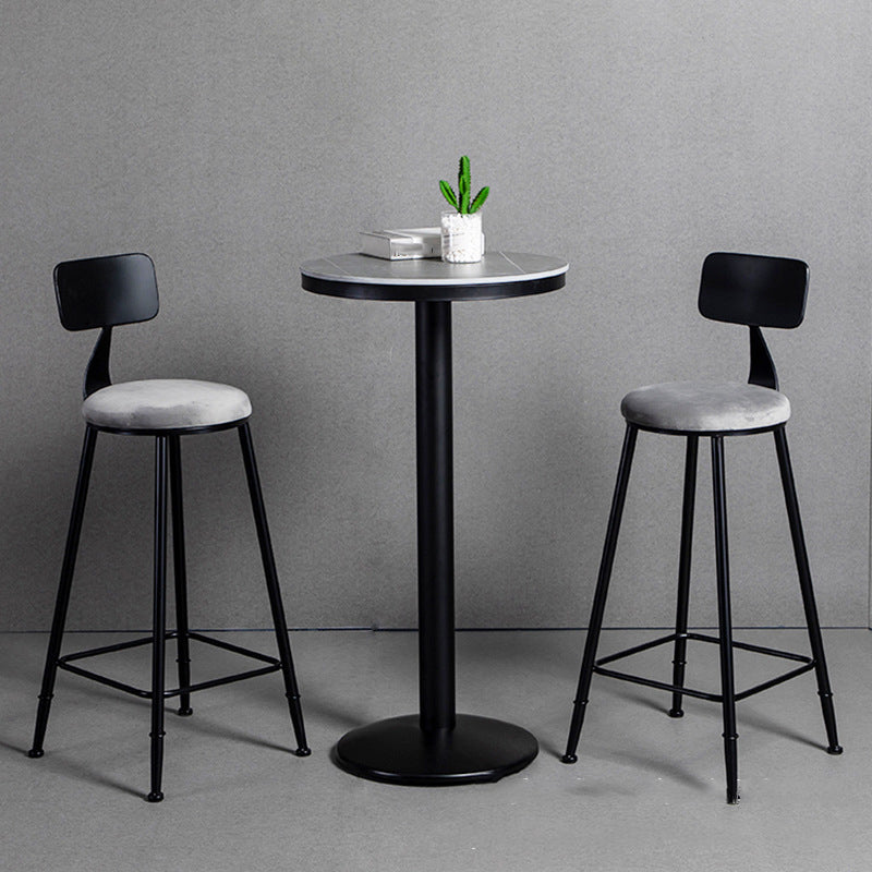 1/2/3 Pieces Industrial Iron Bar Table Set Round Bistro Set with Grey Stone Top 3 Pieces: 1 Balck Table, 2 Dark Gray Stools Clearhalo 'Bar Furniture' 'furn' 'furn_home_bar_bar_sets' 'Furniture' 'Home Bars & Bar Sets' 'home_bar_bar_sets' 'Kitchen & Dining Furniture' 6158459