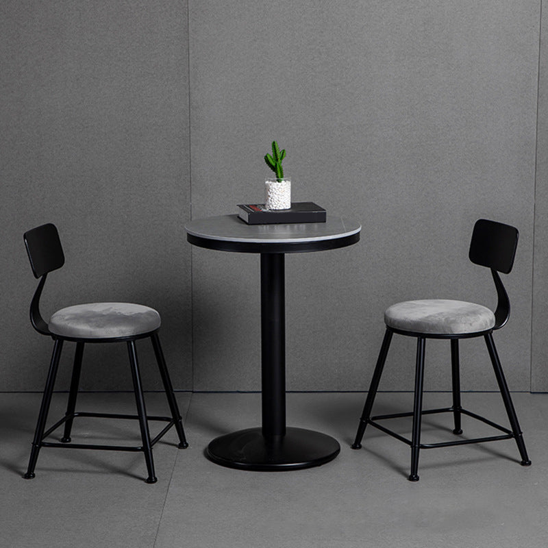 1/2/3 Pieces Industrial Iron Bar Table Set Round Bistro Set with Grey Stone Top 3 Pieces: 1 Gray Table, 2 Gray Stools Clearhalo 'Bar Furniture' 'furn' 'furn_home_bar_bar_sets' 'Furniture' 'Home Bars & Bar Sets' 'home_bar_bar_sets' 'Kitchen & Dining Furniture' 6158461
