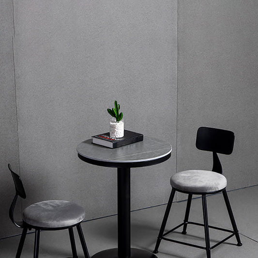 1/2/3 Pieces Industrial Iron Bar Table Set Round Bistro Set with Grey Stone Top