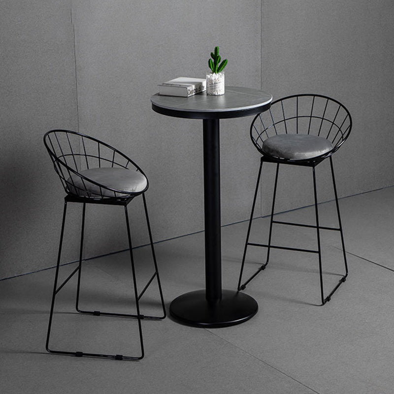 1/2/3 Pieces Industrial Iron Bar Table Set Round Bistro Set with Grey Stone Top 3 Pieces: 1 Table, 2 Light Gray Stools Clearhalo 'Bar Furniture' 'furn' 'furn_home_bar_bar_sets' 'Furniture' 'Home Bars & Bar Sets' 'home_bar_bar_sets' 'Kitchen & Dining Furniture' 6158471
