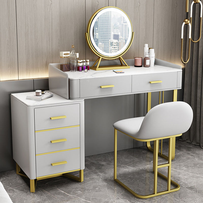 Glam Make-up Eitelkeit mit 5 Lagerschubladen und goldener Basis für Schlafzimmer