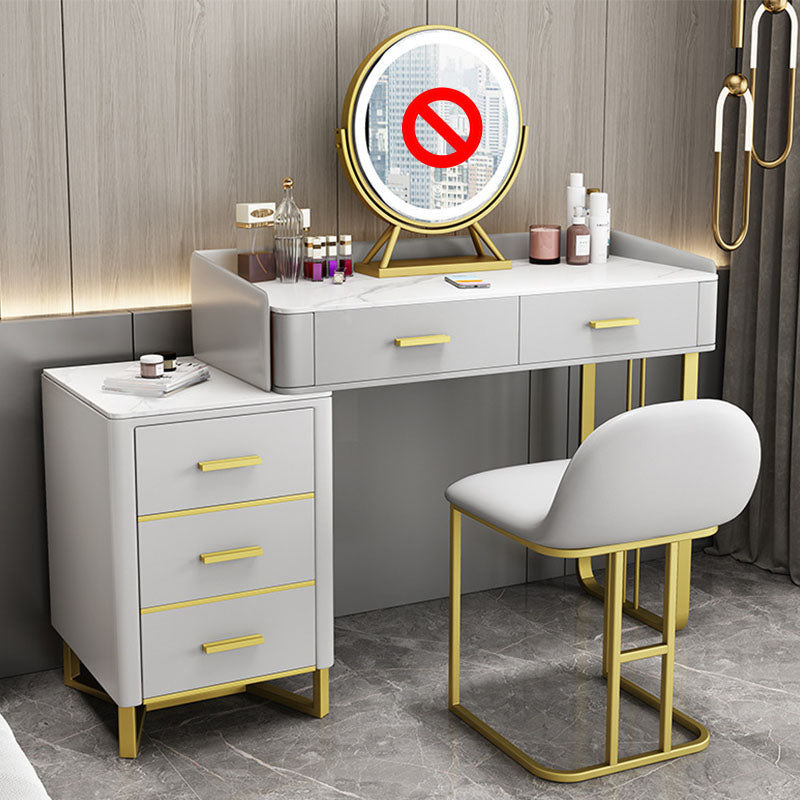 Glam Make-up Eitelkeit mit 5 Lagerschubladen und goldener Basis für Schlafzimmer