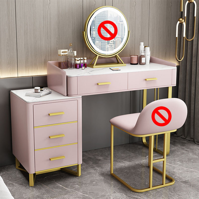 Glam Make-up Eitelkeit mit 5 Lagerschubladen und goldener Basis für Schlafzimmer