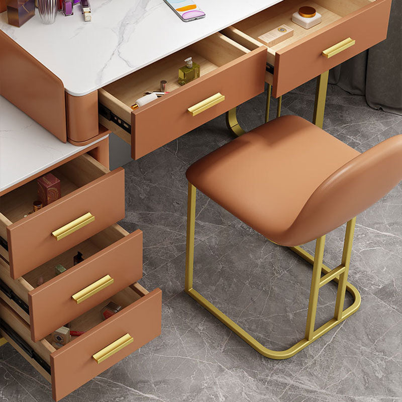 Glam Make-up Eitelkeit mit 5 Lagerschubladen und goldener Basis für Schlafzimmer