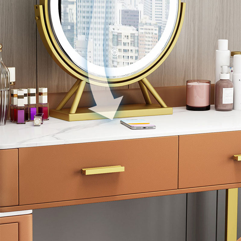 Glam Make-up Eitelkeit mit 5 Lagerschubladen und goldener Basis für Schlafzimmer