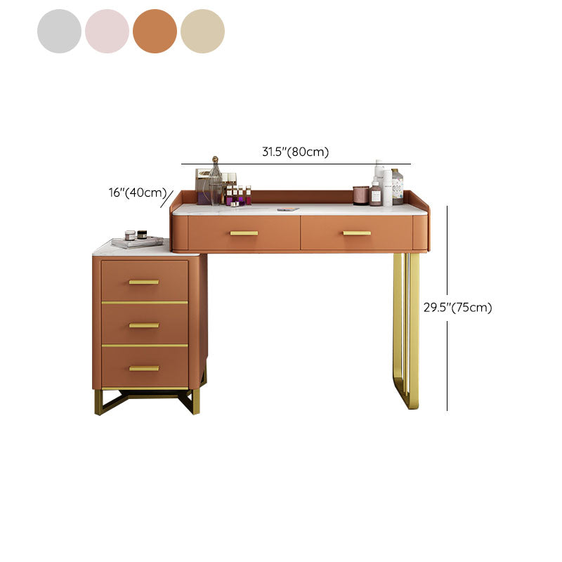 Glam Make-up Eitelkeit mit 5 Lagerschubladen und goldener Basis für Schlafzimmer