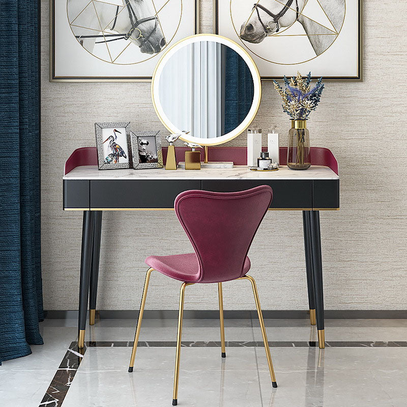 Contemporary Makeup Vanity Desk Double Drawers Vanity Dressing Table