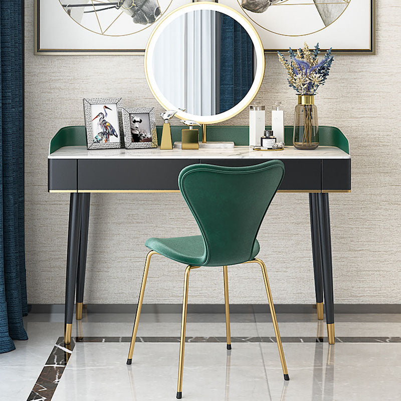 Contemporary Makeup Vanity Desk Double Drawers Vanity Dressing Table