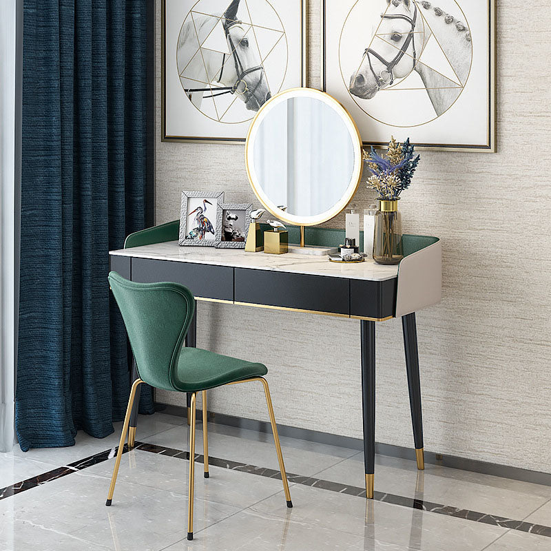 Contemporary Makeup Vanity Desk Double Drawers Vanity Dressing Table
