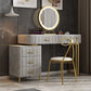 Glam Bedroom 5-Drawers Marble Metal Straight Feet Make-up Vanity