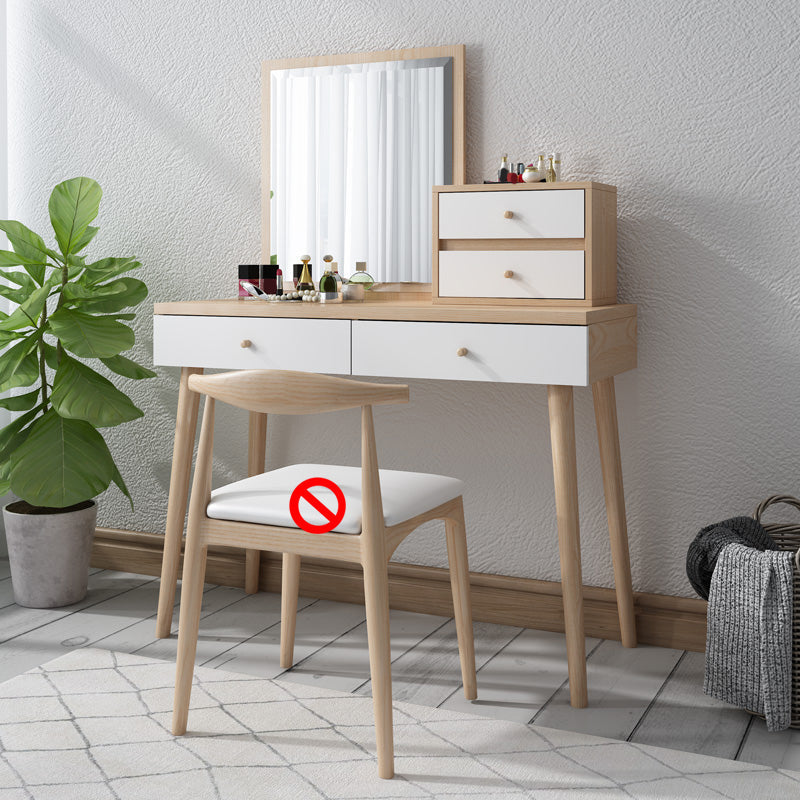 Wood Drawers Included Vanity Makeup Dressing Table Set with Stool and Mirror - 39.4" W Makeup Vanity 4 Clearhalo 'Bedroom Furniture' 'furn' 'furn_makeup_vanities' 'Furniture' 'Makeup Vanities' 'makeup_vanities' 6158683