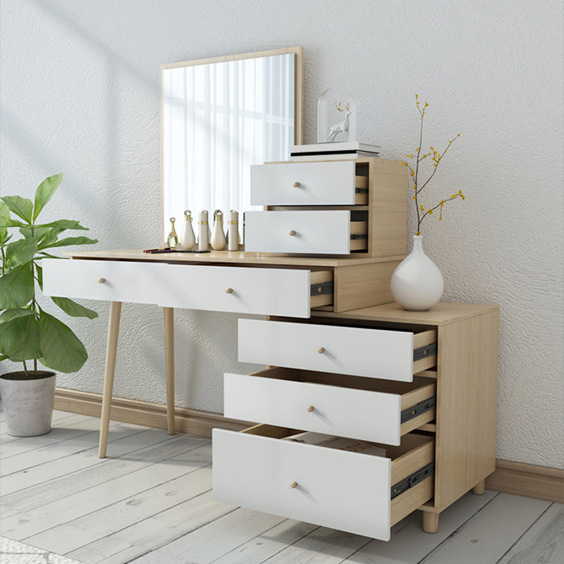 Wood Drawers Included Vanity Makeup Dressing Table Set with Stool and Mirror - 39.4" W Clearhalo 'Bedroom Furniture' 'furn' 'furn_makeup_vanities' 'Furniture' 'Makeup Vanities' 'makeup_vanities' 6158684