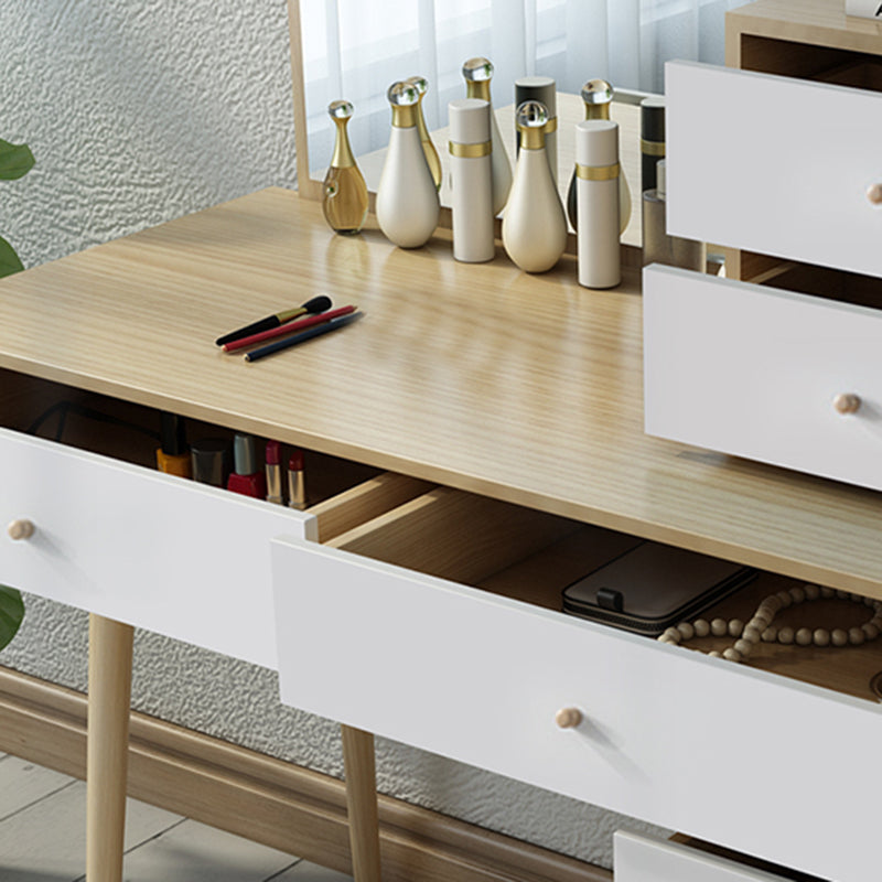 木製の引き出しには、スツールと鏡が付いた虚栄心メイクアップドレッシングテーブルセット-39.4 "w