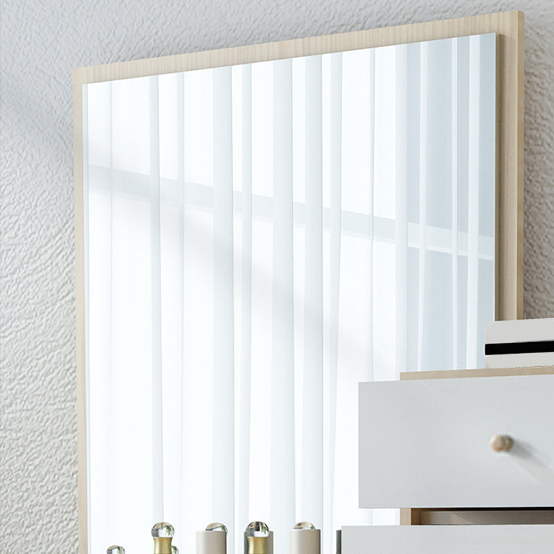 木製の引き出しには、スツールと鏡が付いた虚栄心メイクアップドレッシングテーブルセット-39.4 "w