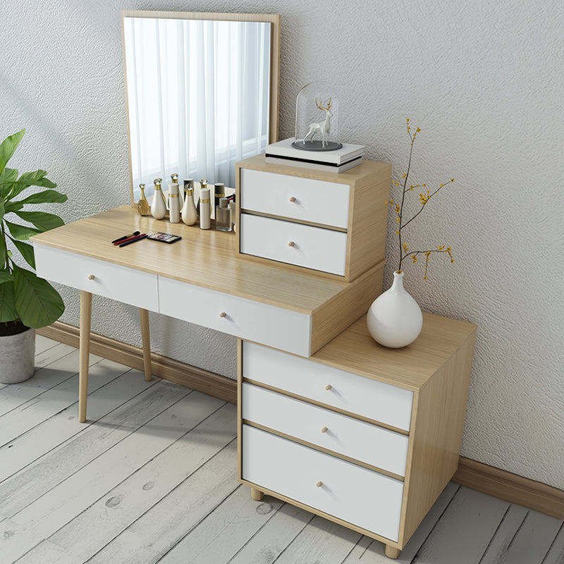 木製の引き出しには、スツールと鏡が付いた虚栄心メイクアップドレッシングテーブルセット-39.4 "w