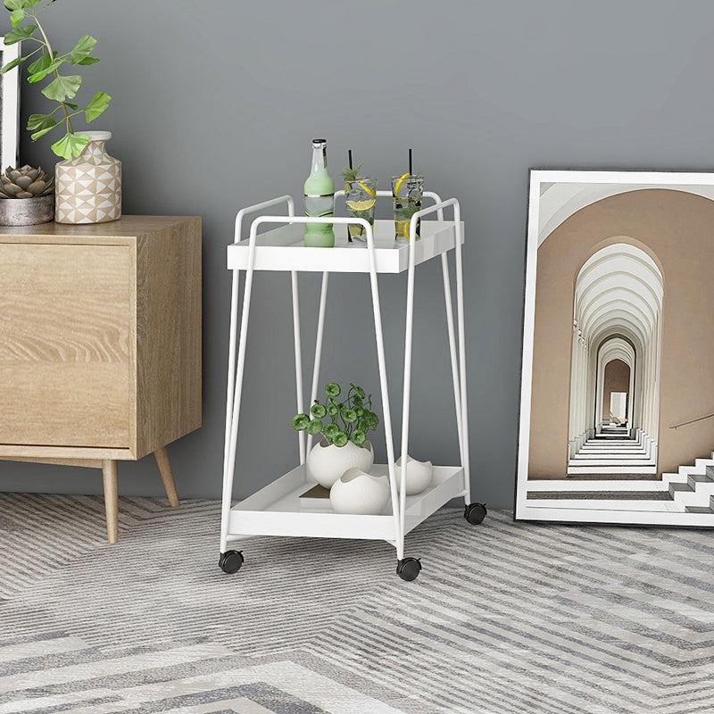 Mesa de esquina cuadrada de mediados de siglo Bandeja de metal de la bandeja de metal Topil final con almacenamiento