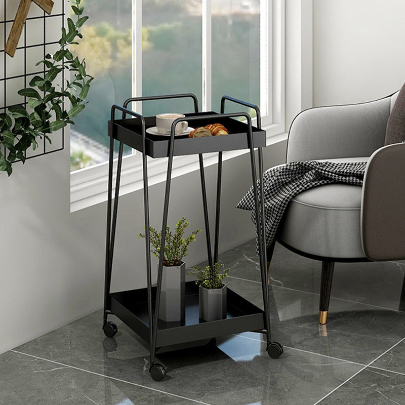 Mesa de esquina cuadrada de mediados de siglo Bandeja de metal de la bandeja de metal Topil final con almacenamiento