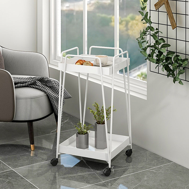 Mesa de esquina cuadrada de mediados de siglo Bandeja de metal de la bandeja de metal Topil final con almacenamiento