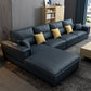 Contemporary Stationary Faux Leather Recessed Arm Pillows Sofa Chaise