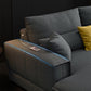 Contemporary Stationary Faux Leather Recessed Arm Pillows Sofa Chaise